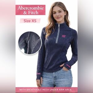 Abercrombie and Fitch Navy Pullover with Pink Logo EUC